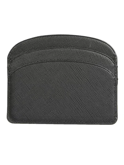 Apc A.p.c. Demi Lune Leather Card Holder In Black