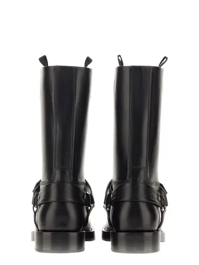 Burberry Knee-high Saddle Boots With Buckle Detail In Black