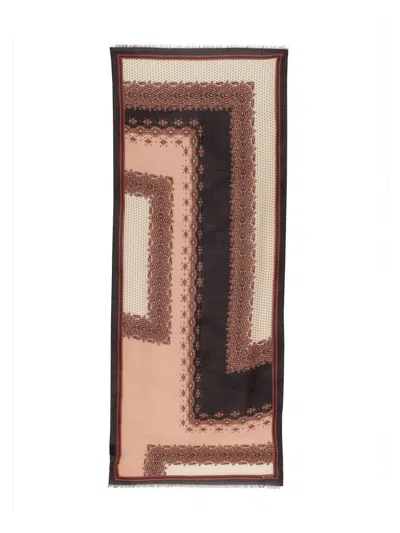 Etro Intricate Print Scarf In Wool-cashmere-silk Blend In Black
