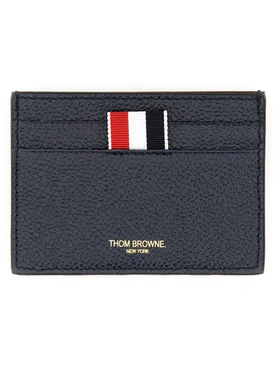 Thom Browne Navy Side 4-bar Stripe Card Holder In Blue
