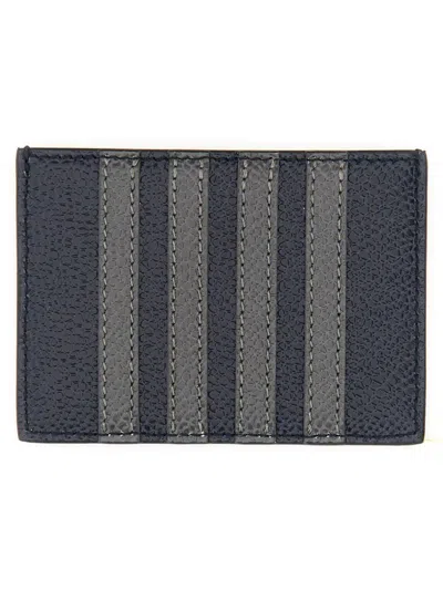 Thom Browne Navy Side 4-bar Stripe Card Holder In Blue