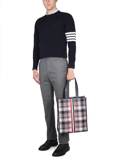 Thom Browne Ribbed Hem Crewneck Striped Sleeve Button Cuffs