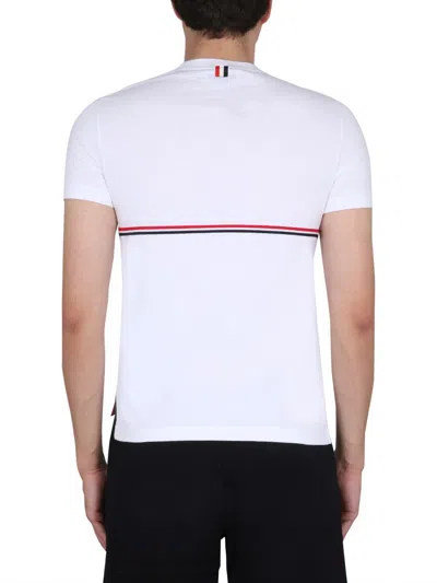 Thom Browne Double-stripe Cotton T-shirt In White