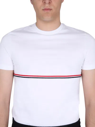 Thom Browne Double-stripe Cotton T-shirt In White