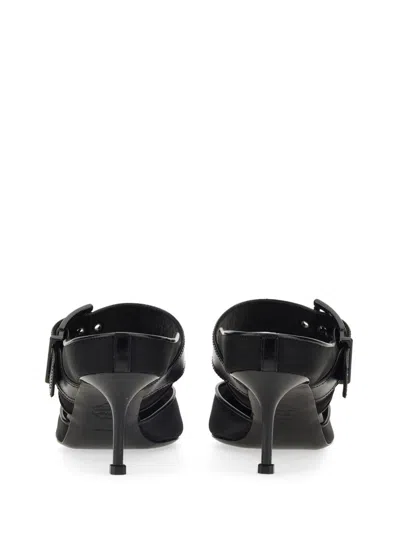 Alexander Mcqueen Mesh And Leather Mules In Black