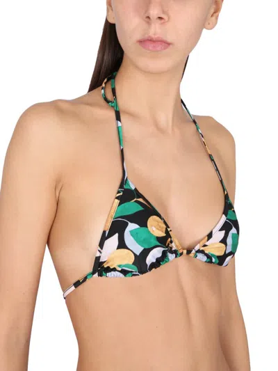 La Doublej Orchard-print Triangle Bikini Top In Multi