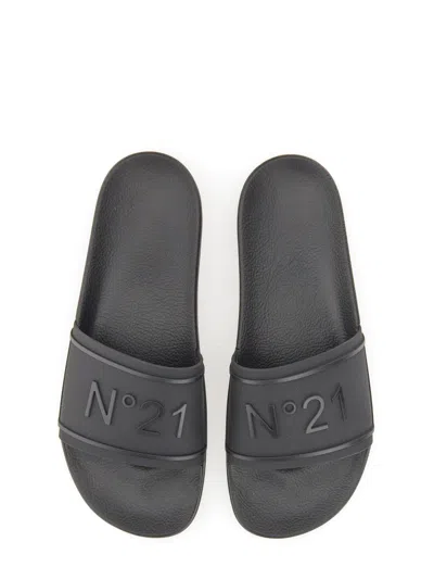 N°21 Rubber Slide With Logo In Gray