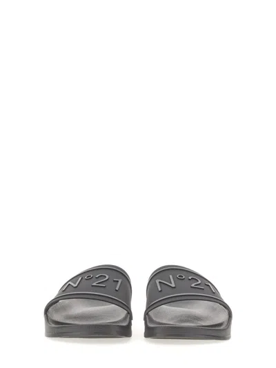 N°21 Rubber Slide With Logo In Gray