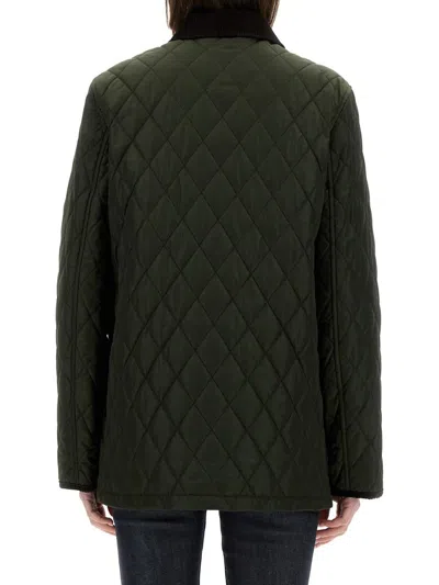 Burberry Quilted Jacket Corduroy Collar Casual In Green