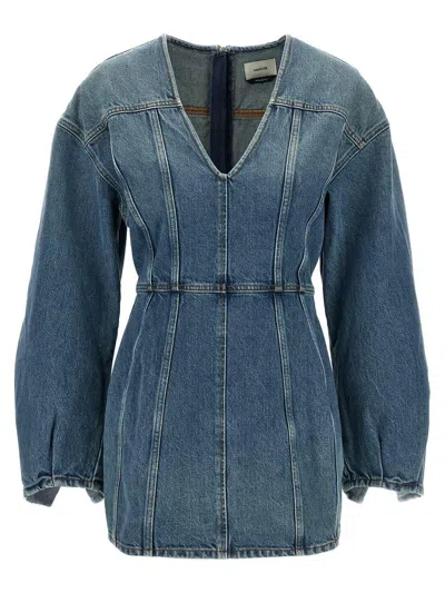 Haikure V-neckline Long Sleeves Panel Detailing Dress In Blue