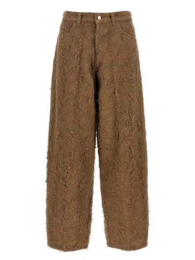 Haikure Becky Fur-effect Cotton Jeans In Brown