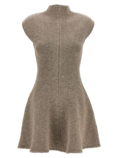 Magda Butrym Marled Knit Skater Dress In Beige In Brown
