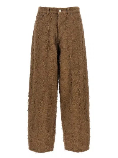 Haikure Becky Fur-effect Cotton Jeans In Brown
