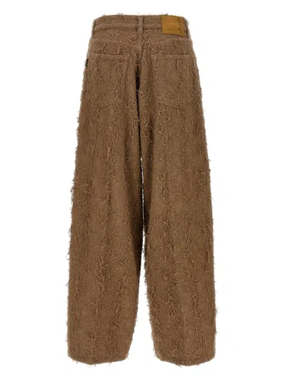 Haikure Becky Fur-effect Cotton Jeans In Brown