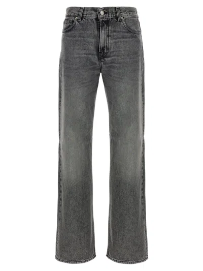 Haikure 'korea' Grey Jeans With Faded Effect And Logo Patch On The Back In Gray