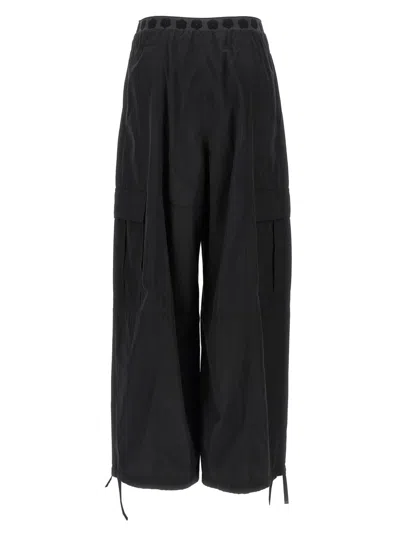 Kenzo 'boke Flower 2.0' Black Pants With Flowers Embellishmed Waist And Logo Patch On The Pocket In Black