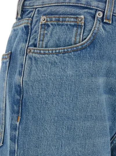 Haikure Korea Wb Fray Waist Wide Flare Leg Jeans In Blue
