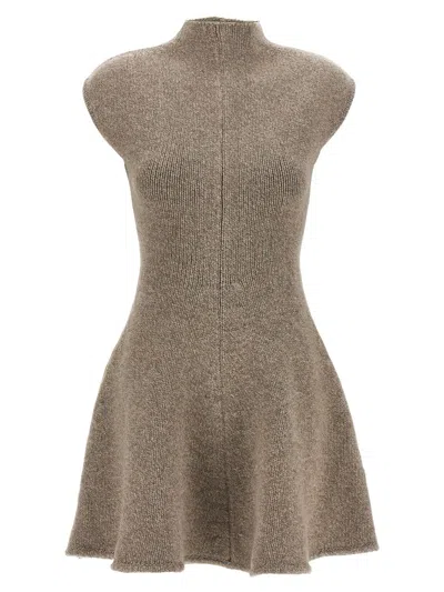 Magda Butrym Marled Knit Skater Dress In Beige In Brown