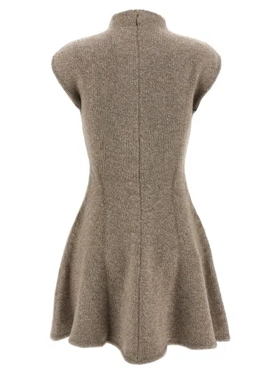Magda Butrym Marled Knit Skater Dress In Beige In Brown