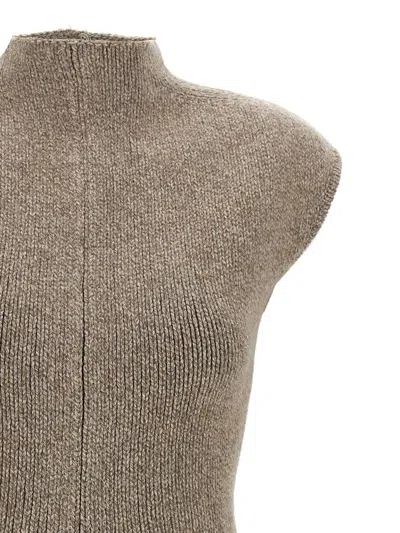 Magda Butrym Marled Knit Skater Dress In Beige In Brown