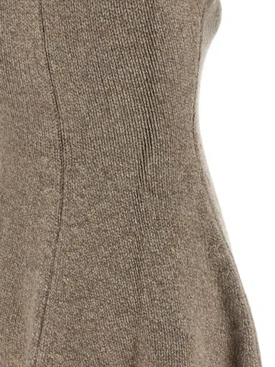 Magda Butrym Marled Knit Skater Dress In Beige In Brown
