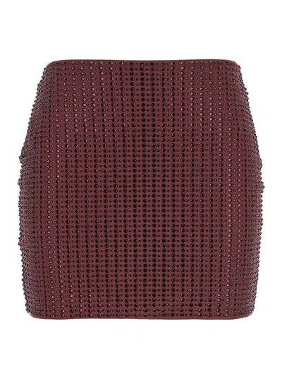 Venuja Rhinestone-embellished Mini Skirt In Burgundy