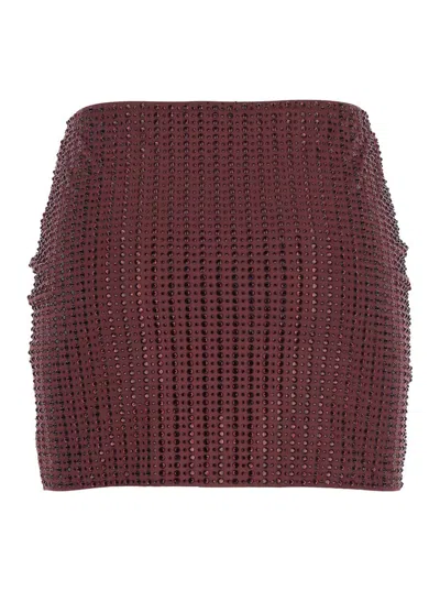 Venuja Rhinestone-embellished Mini Skirt In Burgundy