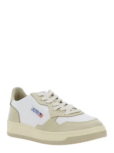 Autry 'medalist' Beige Low Top Sneakers With Logo Patch On Tongue And Side And Logo Lettering On The Heel In Neutral