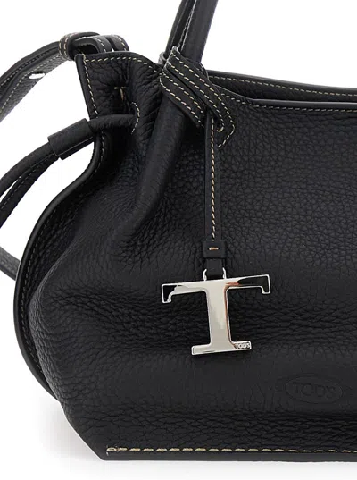 Tod's Black Handbag With Drawstring Closure And Adjustable Shoulder Strap