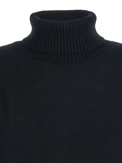 Michael Kors Black Turtleneck Cropped Sweater With Logo Plaque On The Rear In Black