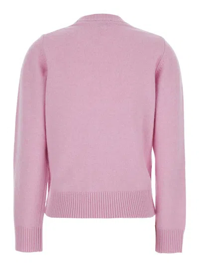 Ganni Wool Sweater With Poodle In Pink