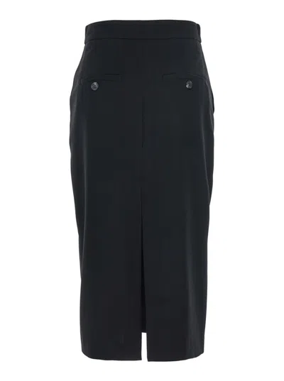 Plain Long Slits Skirt In Black