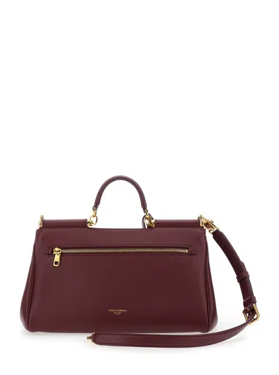 Dolce & Gabbana Bordeaux Handbag With Key And Padlock Detail And Adjustable And Removable Shoulder Strap
