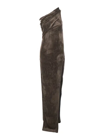 Rick Owens Athena Arrowhead Gown In Brown