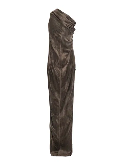 Rick Owens Athena Arrowhead Gown In Brown