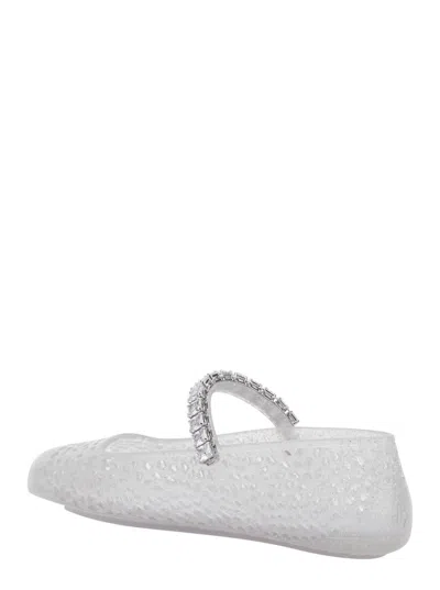 Jimmy Choo The Jelly Transparent Ballet Flats With Crystals Women In Transparent