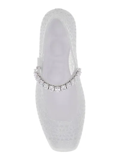 Jimmy Choo The Jelly Transparent Ballet Flats With Crystals Women In Transparent