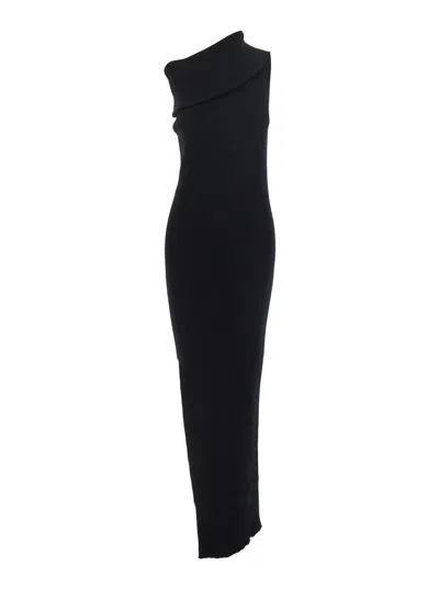 Rick Owens Athena Dress Compact Rib Knit In Black