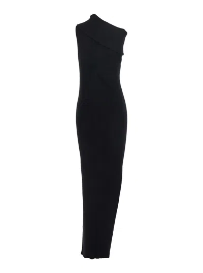 Rick Owens Athena Dress Compact Rib Knit In Black