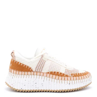 Chloé Natural Nama Trainer In Recycled Nylon Women In White