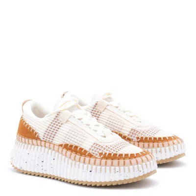 Chloé Natural Nama Trainer In Recycled Nylon Women In White