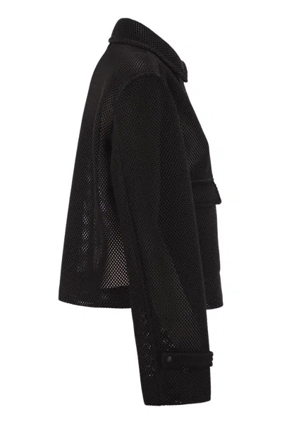 Max Mara Boxy Jacket In Technical Mesh In Black