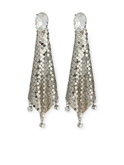 Rabanne Mini Mesh Pixel Rhinestone Earrings Accessories In Neutral