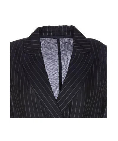 Brunello Cucinelli Striped Belted Sleeveless Jacket In Black