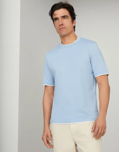 Brunello Cucinelli Layered-effect Crewneck T-shirt In Blue