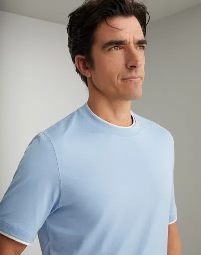 Brunello Cucinelli Layered-effect Crewneck T-shirt In Blue