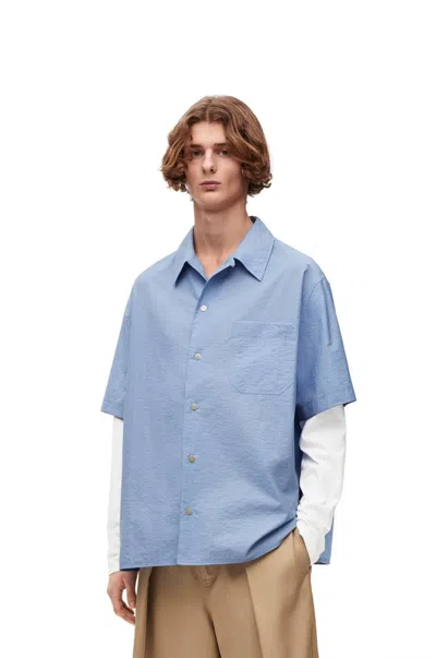 Loewe Trompe L'oeil Shirt In Cotton Blend In Blue