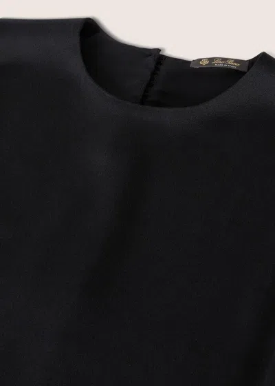 Loro Piana Round-collar Long-sleeved Dress In Black