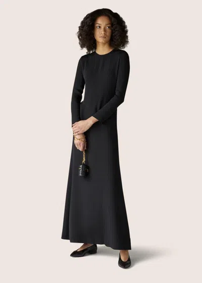 Loro Piana Round-collar Long-sleeved Dress In Black