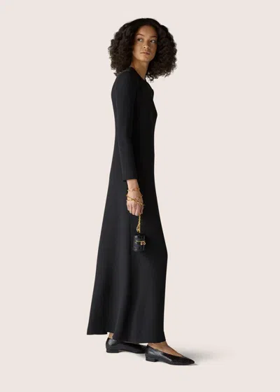 Loro Piana Round-collar Long-sleeved Dress In Black
